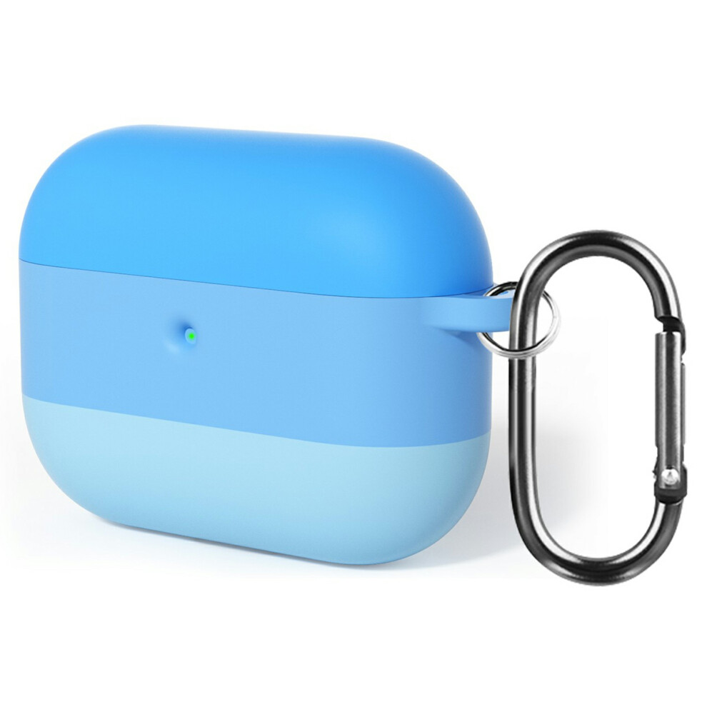(Blue) For Airpods Pro 3 Case Gradient Tri-Color Silicone 2.3Mm Thick Earphones Cover With Carabiner Blue 6914297485379