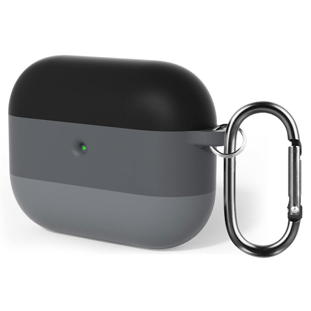 (Black) For Airpods Pro 3 Case Gradient Tri-Color Silicone 2.3Mm Thick Earphones Cover With Carabiner Black 6914294012837