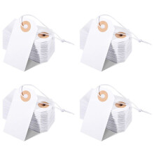 Confezione da 400 Etichette Vuote con Cordino Elastico per Marcatura Etichette Appese Attaccate Etichette Vuote Scrivibili con Foro Rinforzato
