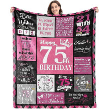 75th Birthday Gifts for Women – Throw Blanket 60"x80", Compatible with Her 75th Birthday Decorations