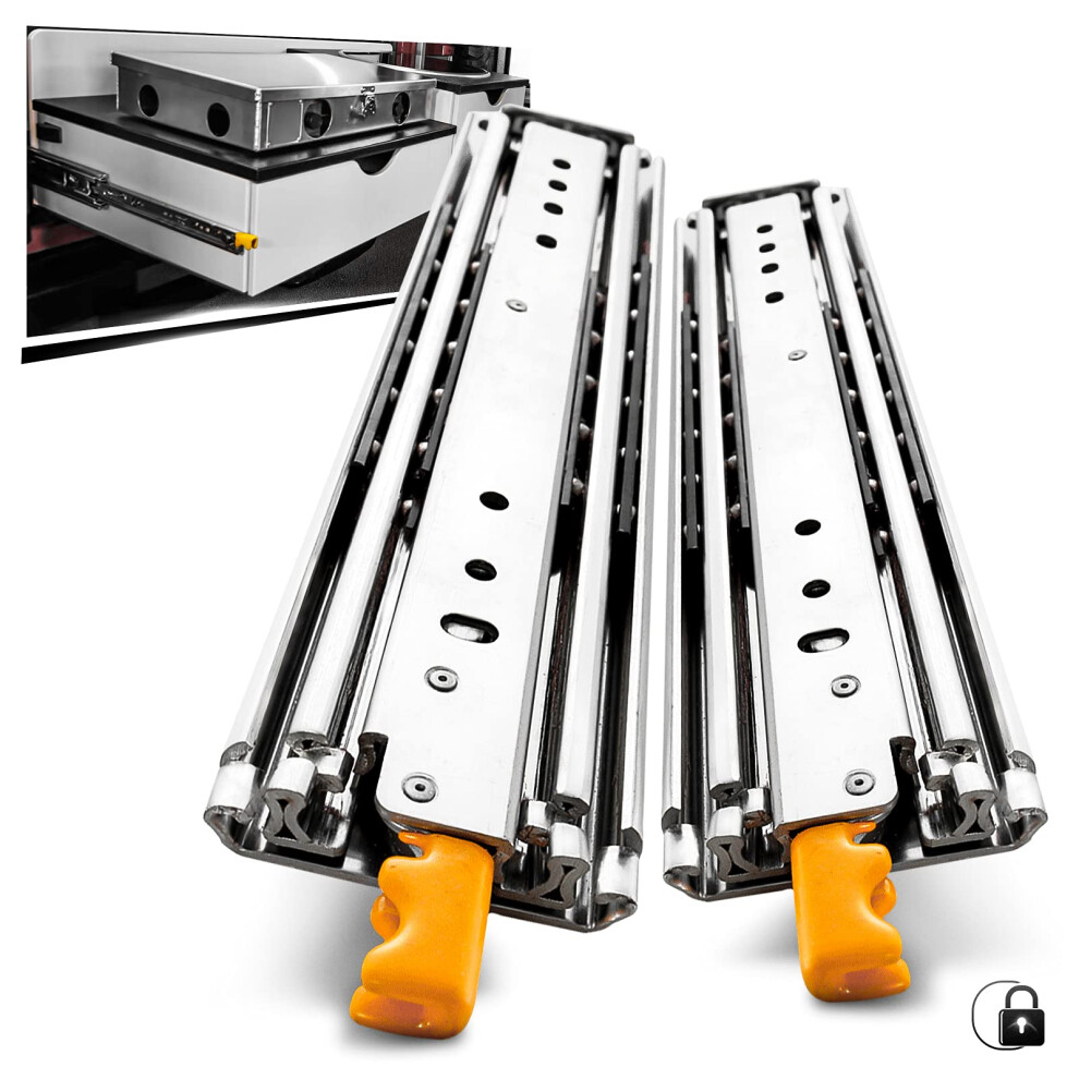 Aolisheng Heavy Duty Drawer Runners With Lock 210Kg Load Capacity Locking Drawer Slides Runners Ball Bearing, Full Extension Heavy Duty Drawer Slides, 6403541787258