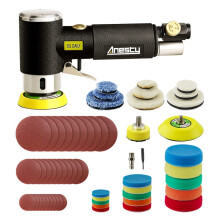 Air Orbital Sander, Mini Dual Action Random Orbit Sander Pneumatic Polisher Sets with 1" 2'' 3'' Polishing Pads & Buffing Pads for Detail Sanding Poli