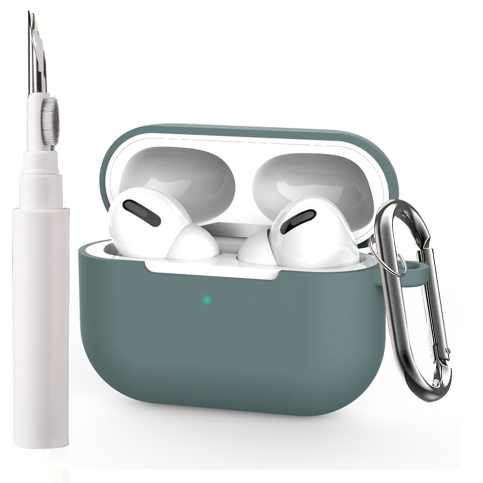 (Green) For Apple Airpods Pro Silicone Case Earphone Cover With Cleaning Pen And Hook Green 6914292966538