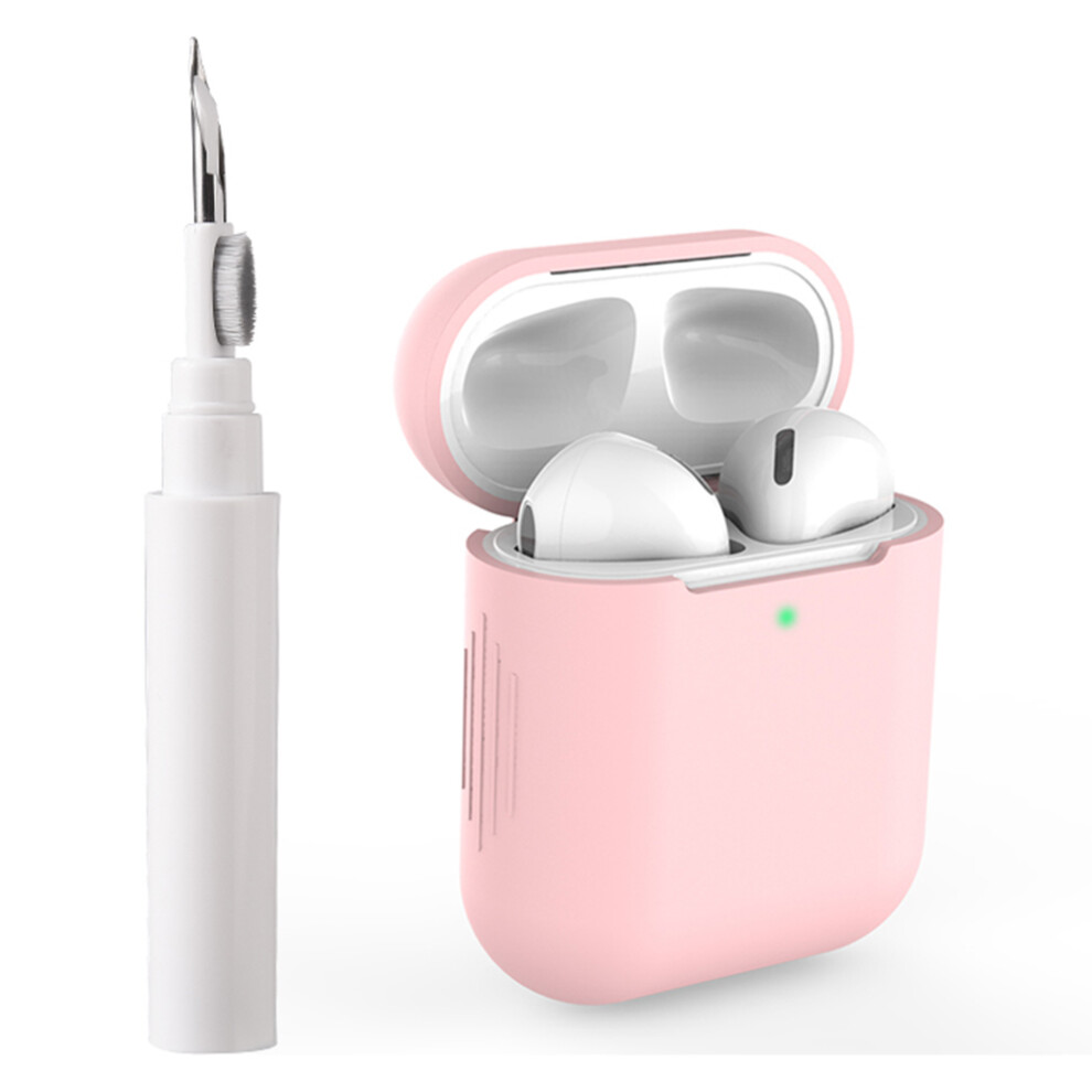 (Pink) For Apple Airpods With Wireless Charging Case (2019) / Airpods With Charging Case (2019) / (2016) Silicone Case With Pink 6914290382996