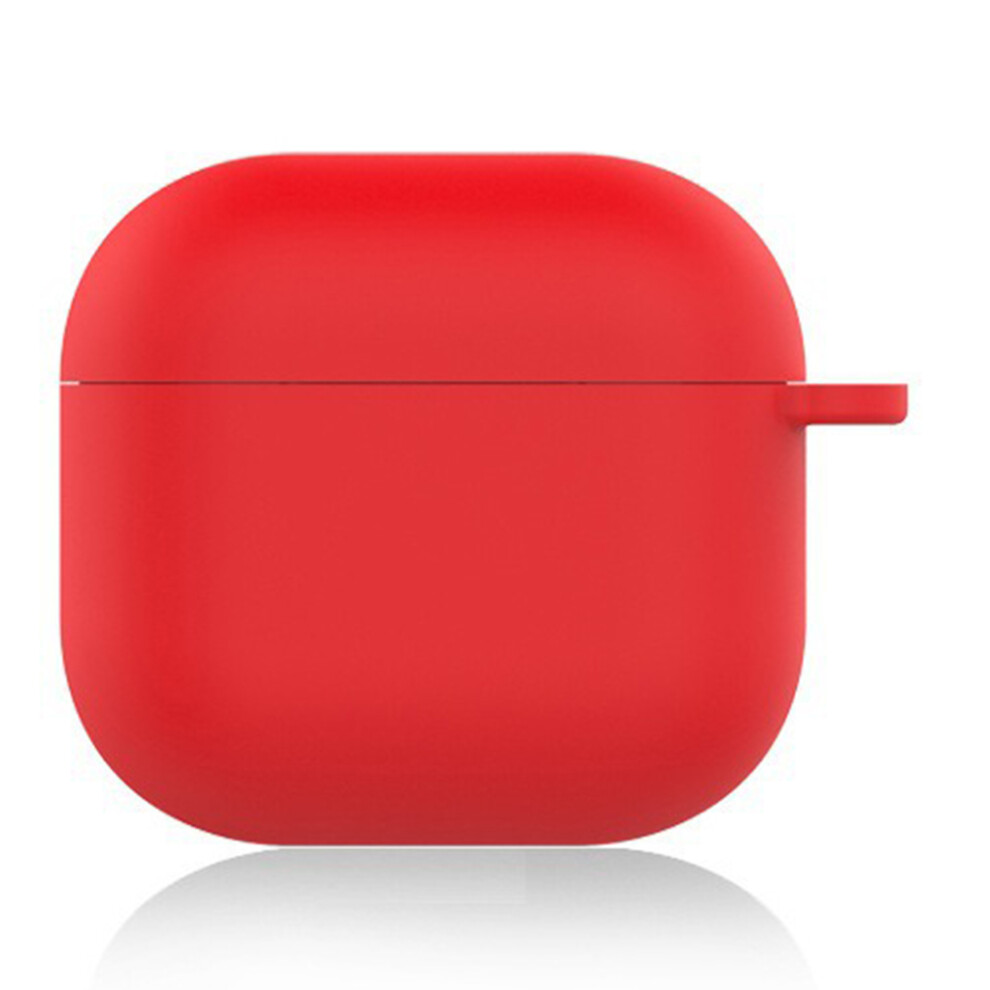 (Red) For Airpods 4 Silicone Case Ultra Thin 1.5Mm Earphone Protective Cover With Carabiner Red 6914292128639