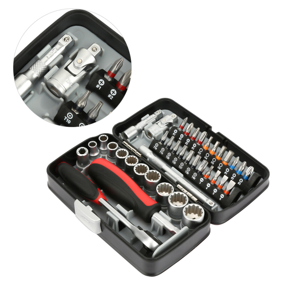 38pc Mini Ratchet Handle Socket Wrench Kit