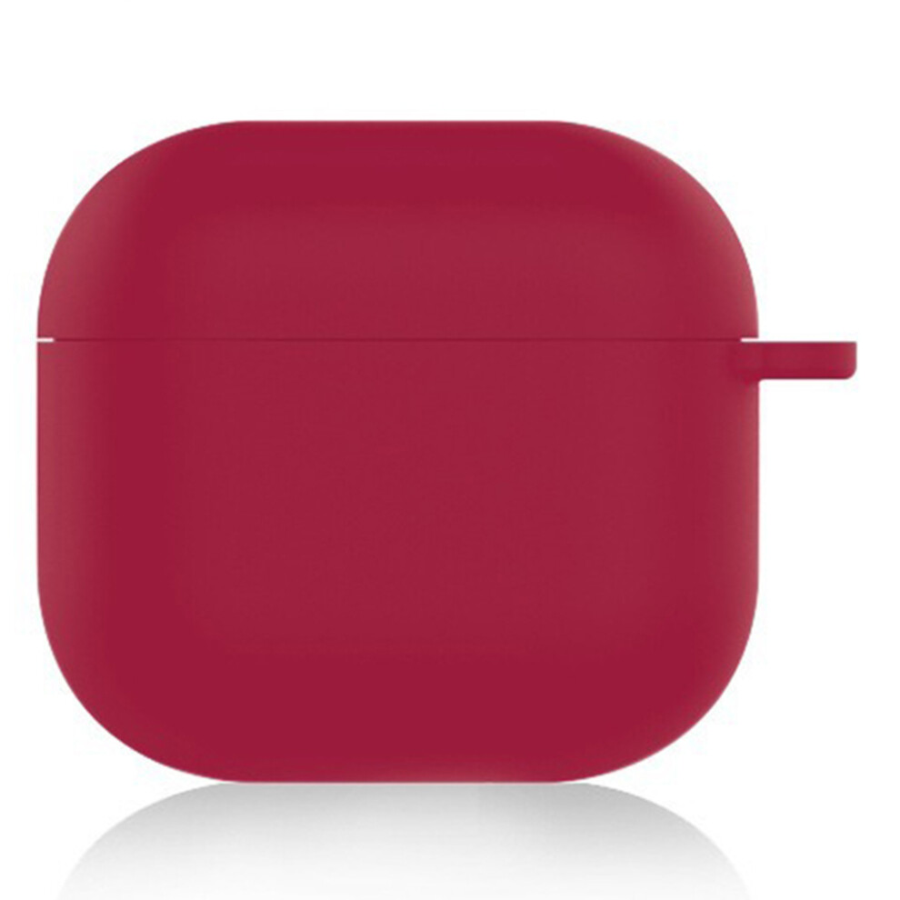 (Wine ) For Airpods 4 Silicone Case Ultra Thin 1.5Mm Earphone Protective Cover With Carabiner Red 6914298919873