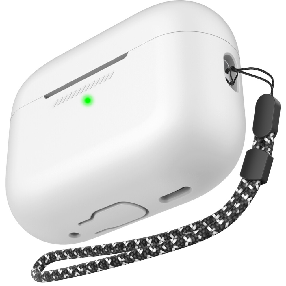 (White) Ahastyle Pt197 For Airpods Pro 3 Case Silicone Earphone Protective Cover With Lanyard White 6914296009675