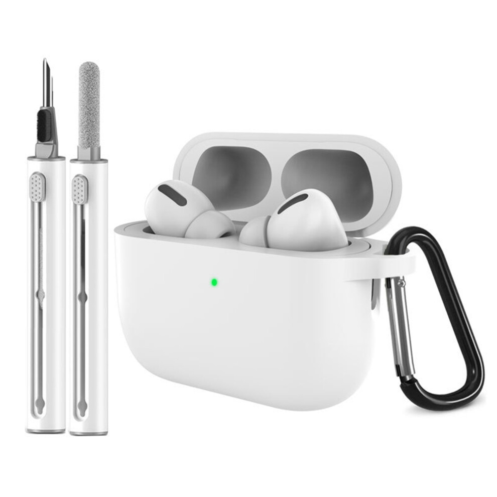(White) For Airpods Pro 3 Silicone Case Earphone Cover With Carabiner / Cleaning Pen White 6914293250254
