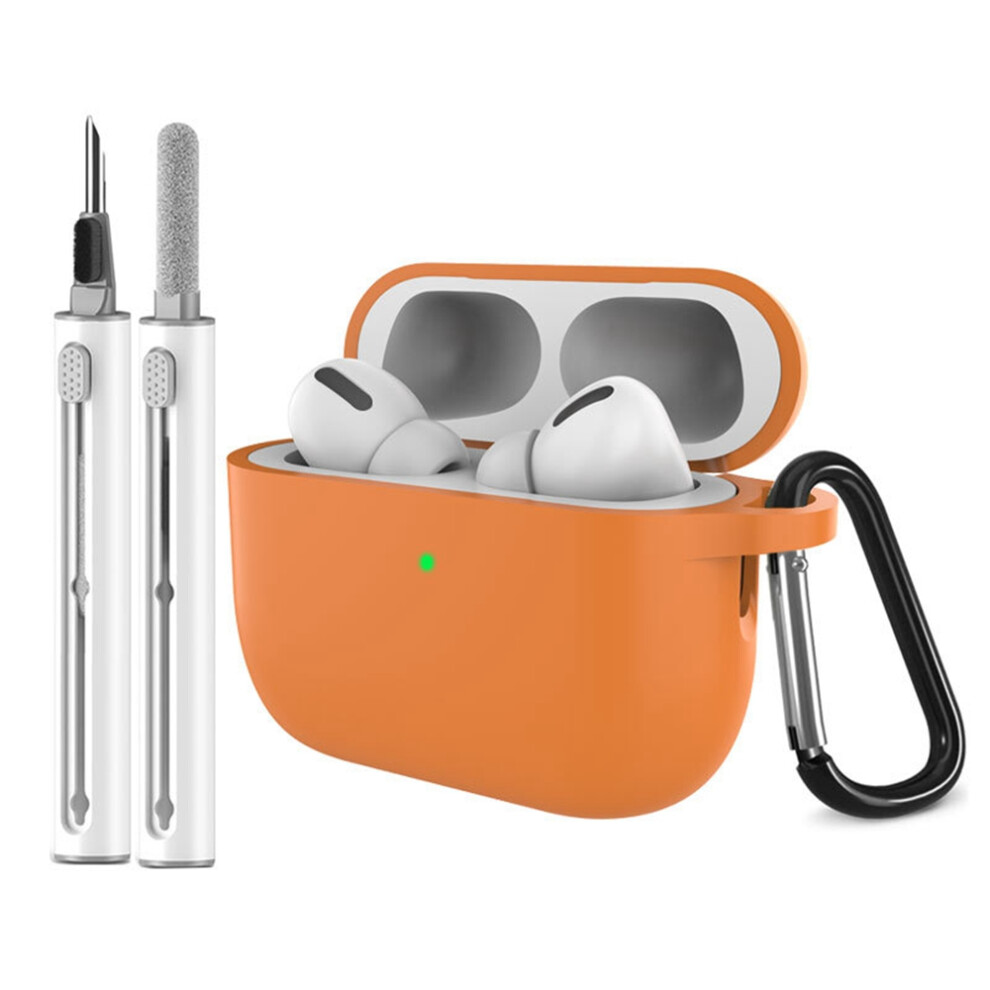 (Orange) For Airpods Pro 3 Silicone Case Earphone Cover With Carabiner / Cleaning Pen Orange 6914296827774