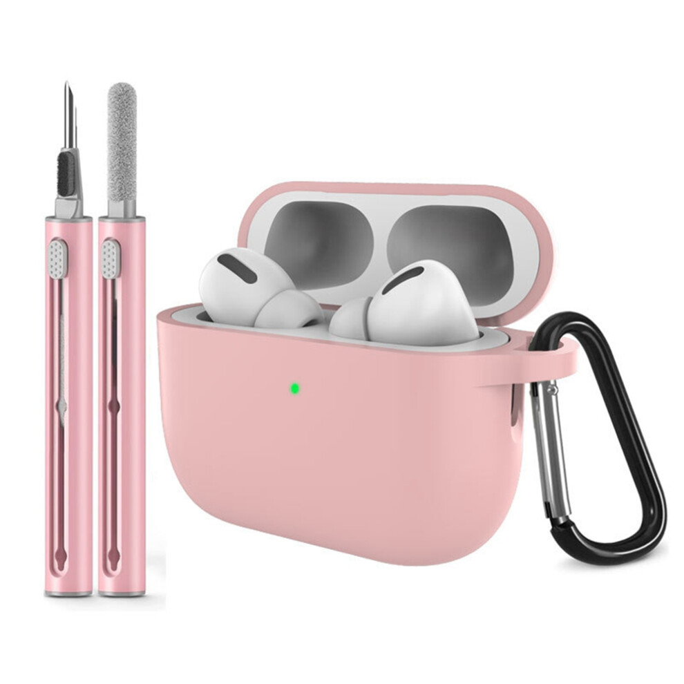 (Pink) For Airpods Pro 3 Silicone Case Earphone Cover With Carabiner / Cleaning Pen Pink 6914298097083