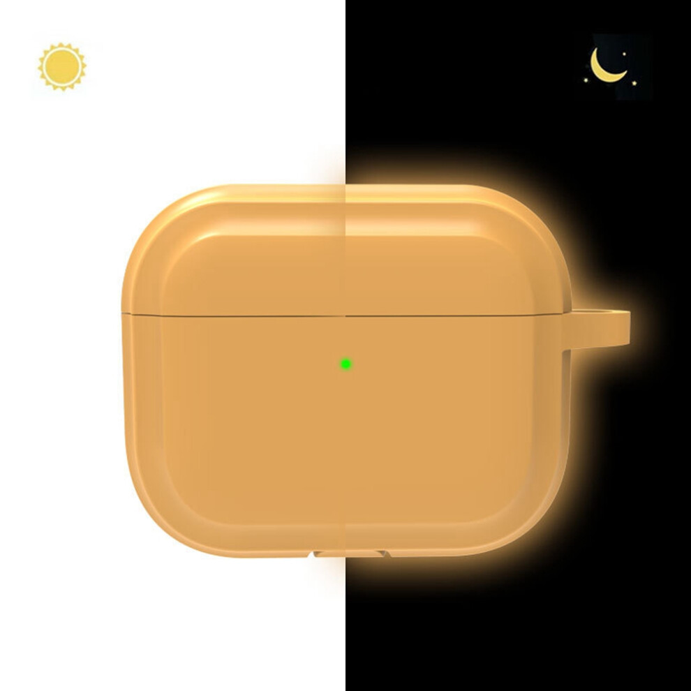 (Luminous ) For Airpods Pro 3 Silicone Case Full Protection Earphone Cover With Carabiner Orange 6914298303429