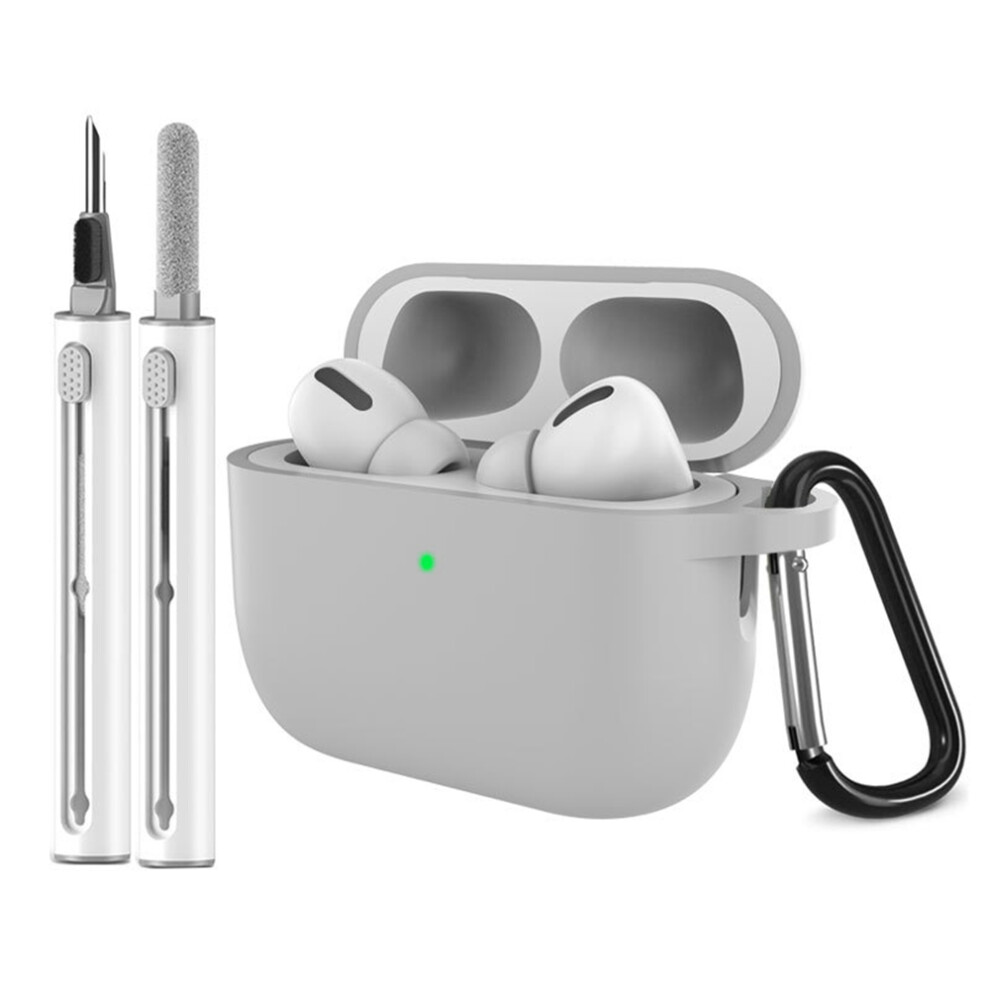 (Grey) For Airpods Pro 3 Silicone Case Earphone Cover With Carabiner / Cleaning Pen Grey 6914290200337
