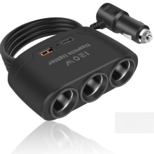 Multifunktionales Autoladegerät mit Zigarettenanzünderanschluss, 1 auf 3, mit USB- und PD-Schnellladeanschluss, 12 V bis