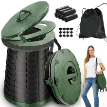 ALEVMOOM XXL Portable Toilet for Camping,880lbs Capacity,19.7" H Adjustable Portable Toilet with 7 Garbage Bags,Porta Potty for Adults,Collapsible Lug