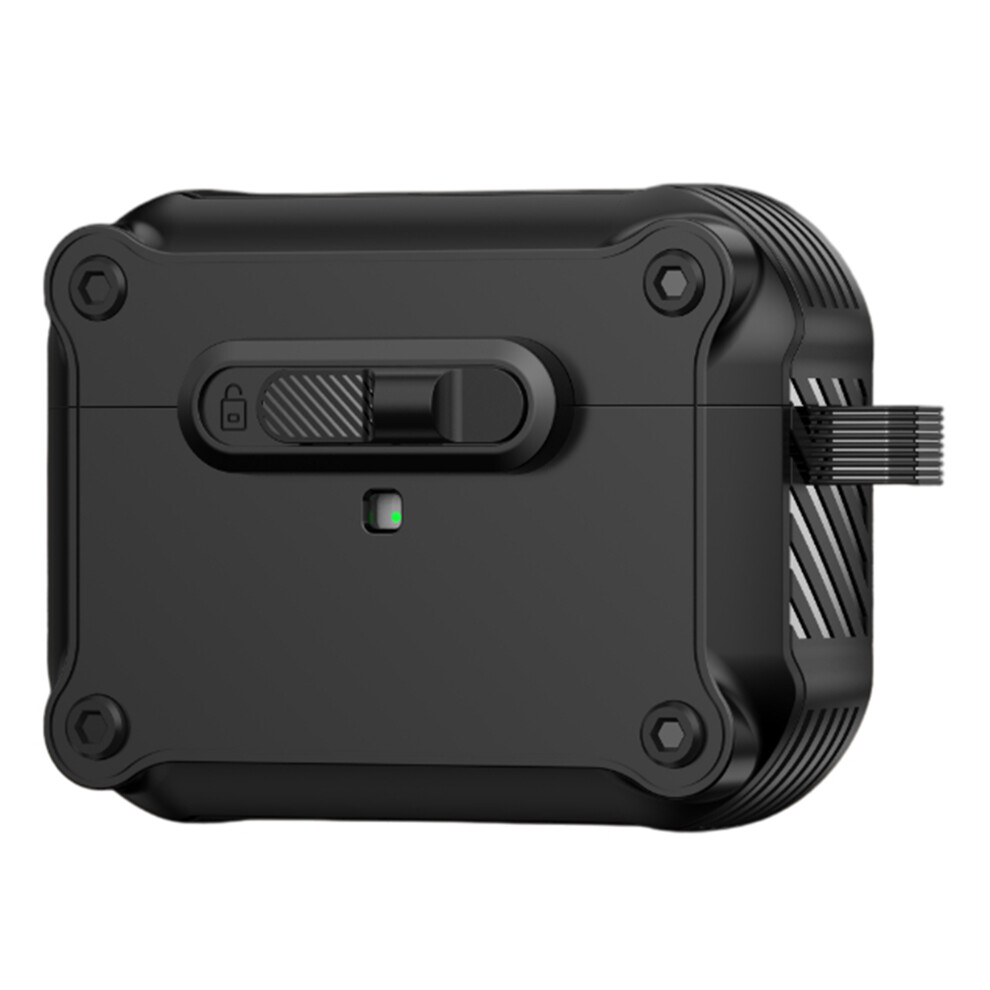 (Black) For Apple Airpods Pro Case Tpu + Pc Earphone Cover With Front Lock Carabiner Clip Black 6914297862972