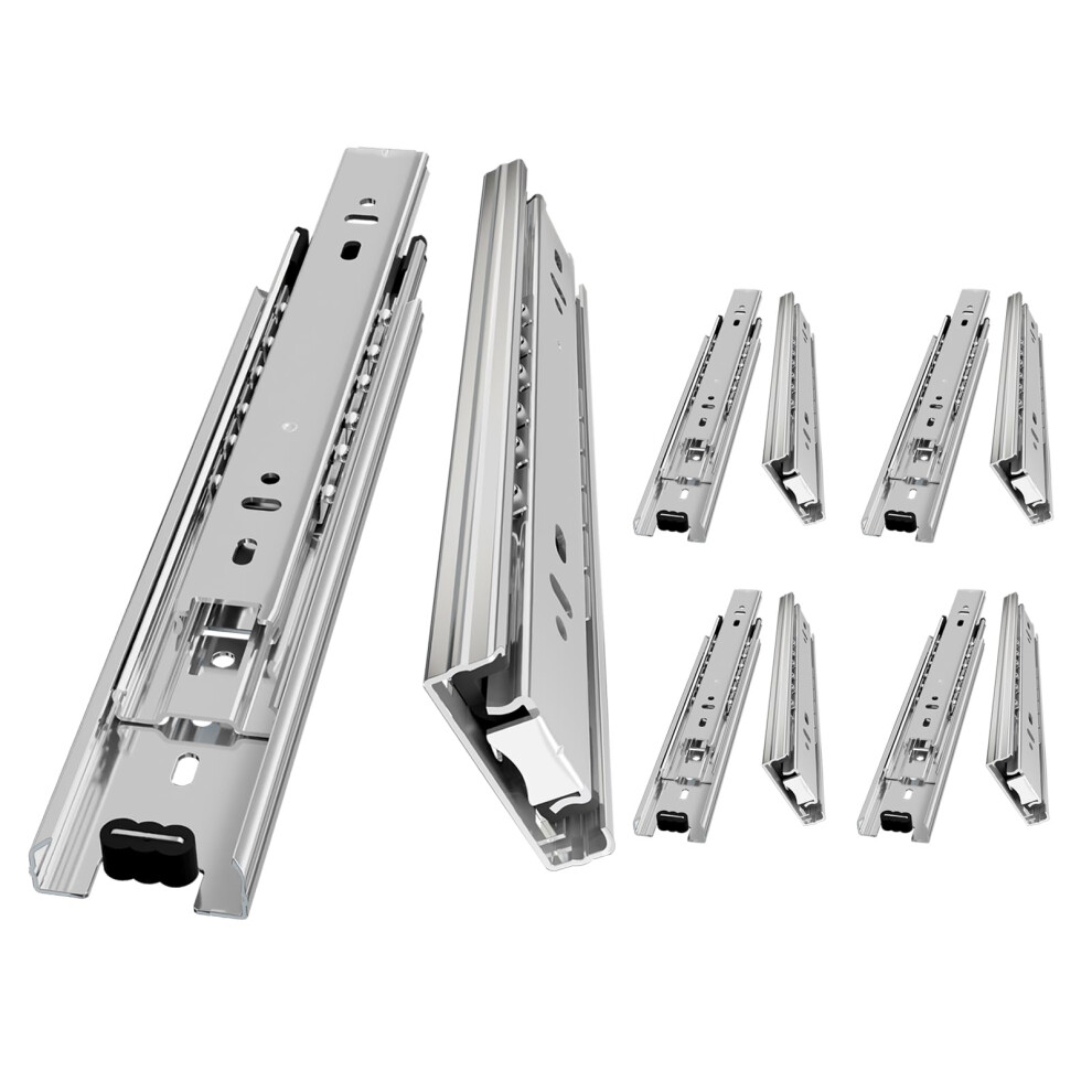 Aolisheng 5 Pairs Drawer Runners Drawer Slides 550Mm 45Kg Load Capacity Heavy Duty Draw Sliders Full Extension Ball Bearing Kitchen Cabinet Silver Dra 7680668282647