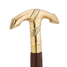 Ajuny Walking Sticks For Men Women Seniors Wooden Canes With Detachable Brass Hook Design Handle Golden Finish Decorative Cane Gifts 36 Inch