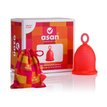 Asan Menstrual Cup - Heavy Flow | Easy Insertion & Removal with Special Ring Design | 12 Hour Leakproof Protection & Reusable | Medical Grade Silicone