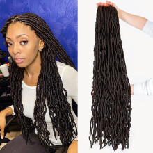 Faux Locs 36 Inch Crochet Hair New Soft Locs 5 Packs/Lot Curly Wavy Pre-Looped Faux Locs Goddess Synthetic Fiber Hair Extensions