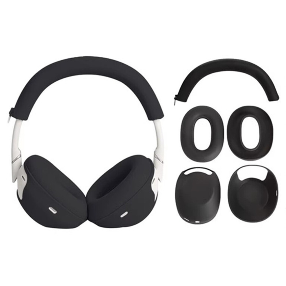 (Black) For Sony Wh-1000Xm6 Silicone Case Set With Headband Cover Headphone Protective Earpads Caps Black 6914299355625