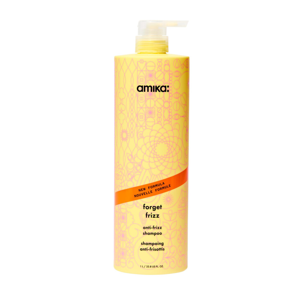 Amika Forget Frizz Anti-Frizz Hair Shampoo - Smoothing Sulfate Free Shampoo For Frizz-Prone Hair With Aloe + Sea Buckthorn - Provides Lightweight Hydr