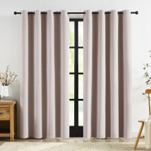 Abstractex Blush Pink 100% Blackout Curtains 90 Inch Long for Girls Living Room Linen Textured Thermal Insulated Window Treatments for Kids Bedroom, 5