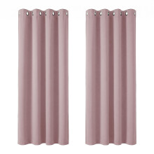 Deconovo Pink Curtains Thermal Insulated Eyelet Blackout Curtains for kids 46 x 54 Inch Pink Lavender 2 Panels