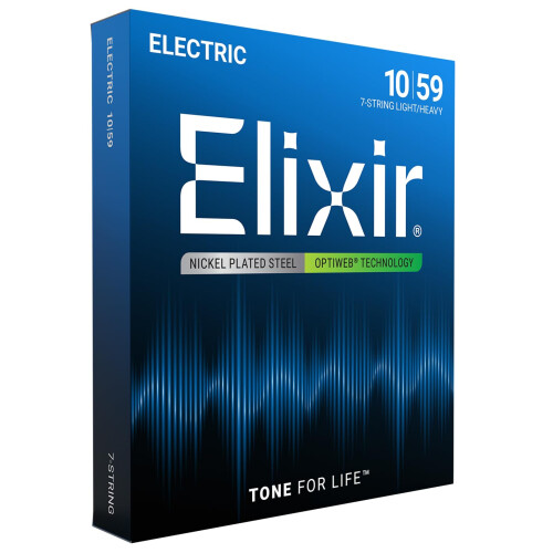 Elixir Strings 7-string Electric Guitar Strings with OPTIWEB Coating, Light/Heavy (.010-.059)