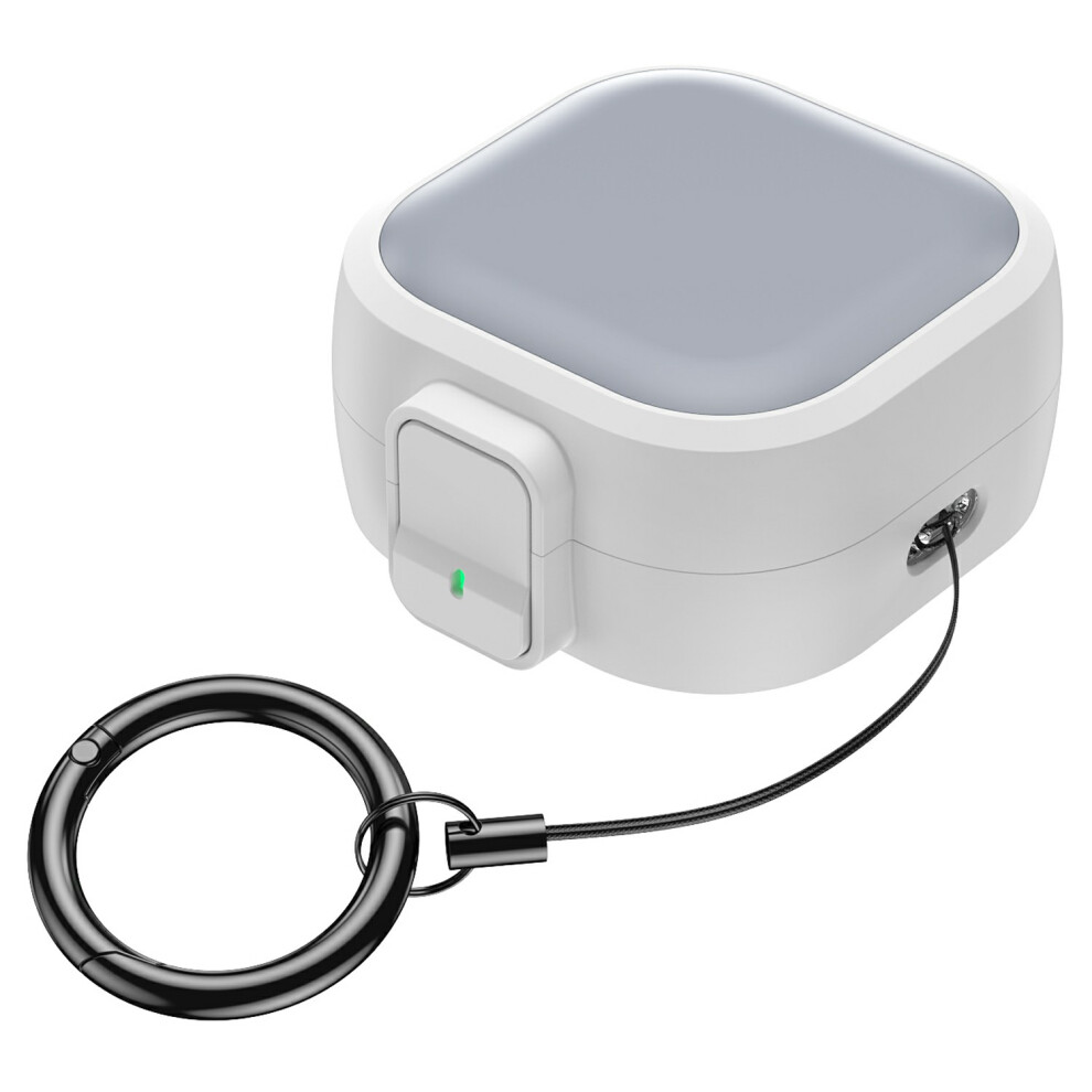 ( White) For Samsung Galaxy Buds 4 / 4 Pro Case Pc Shockproof Metal Carabiner Switch Lock Earphone Protective Cover Grey/White 6914298521144