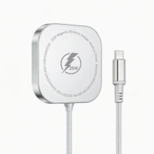 Cargador inalámbrico magnético cuadrado de sobremesa de 25 W compatible con iPhone, diseño compacto para carga rápida si