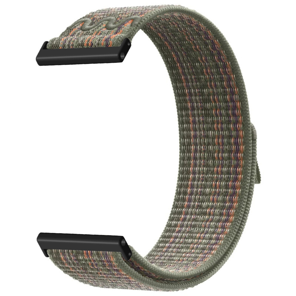(Dark Green Orange) For Garmin Venu X1 Watch Strap 24Mm Nylon Sport Loop Band Embroidered Woven Quick Release Replacement Wristband Green,Orange 6914295439879