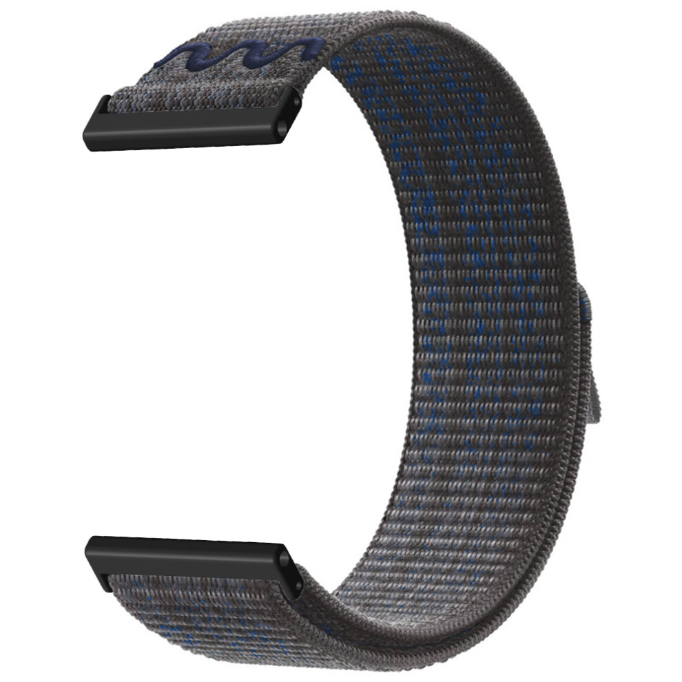 (Black Blue) For Garmin Venu X1 Watch Strap 24Mm Nylon Sport Loop Band Embroidered Woven Quick Release Replacement Wristband Blue,Black 6914296334883
