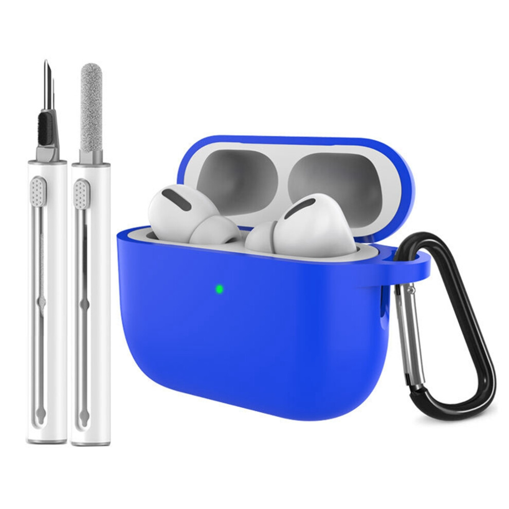 (Blue) For Airpods Pro 3 Silicone Case Earphone Cover With Carabiner / Cleaning Pen Blue 6914290741991