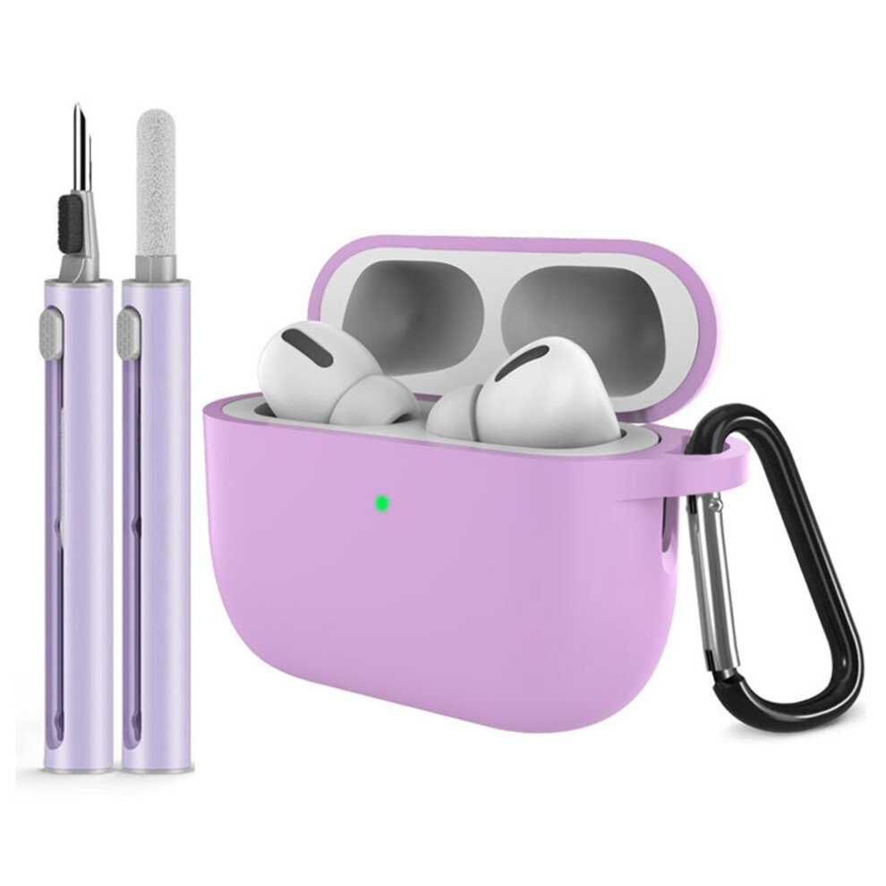 ( Purple) For Airpods Pro 3 Silicone Case Earphone Cover With Carabiner / Cleaning Pen Light/Purple 6914290060443