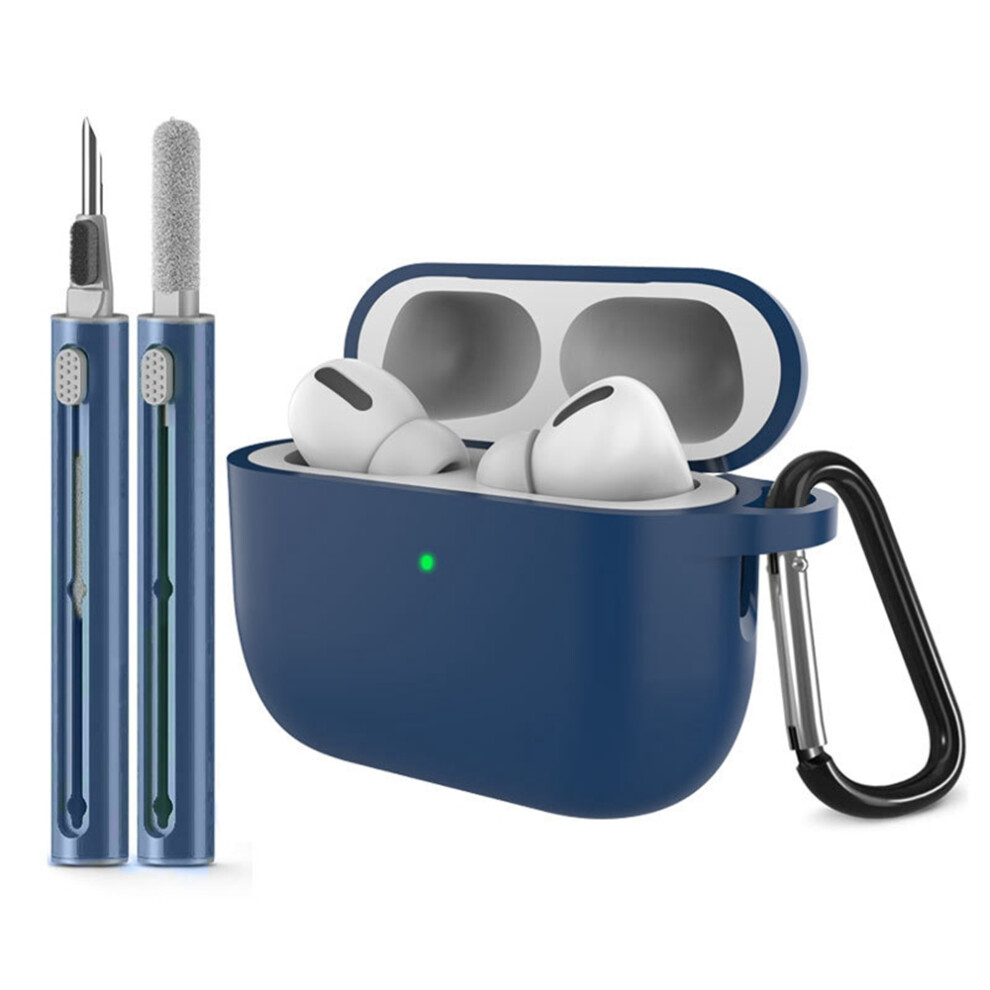 (Midnight ) For Airpods Pro 3 Silicone Case Earphone Cover With Carabiner / Cleaning Pen Blue 6914299982401