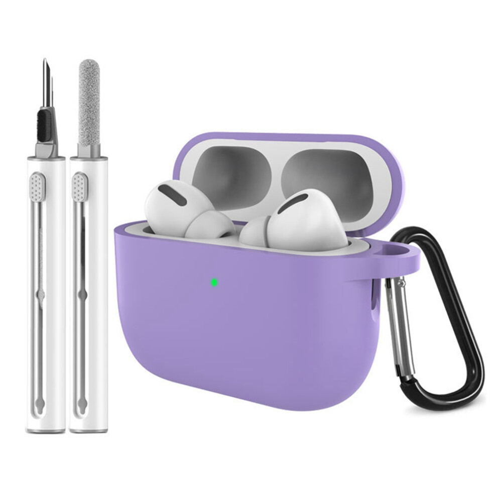 (Violet) For Airpods Pro 3 Silicone Case Earphone Cover With Carabiner / Cleaning Pen 6914290185580