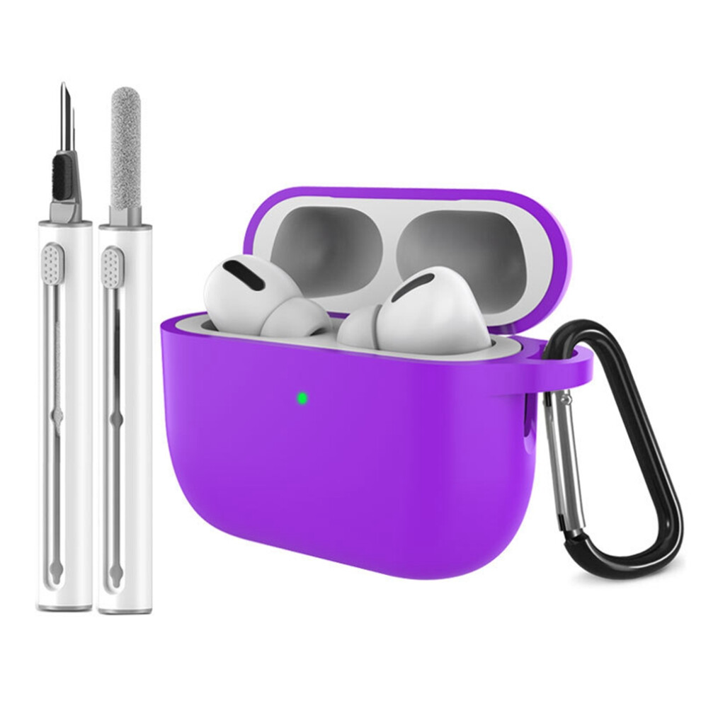 (Purple) For Airpods Pro 3 Silicone Case Earphone Cover With Carabiner / Cleaning Pen Purple 6914295830133