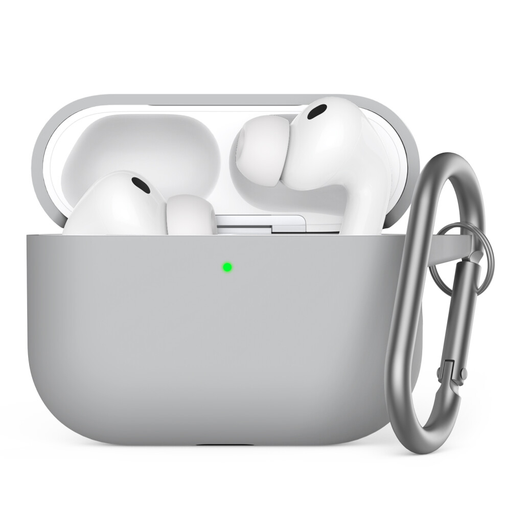 (Grey) Ahastyle Wg184 For Airpods Pro 3 Case Split Design Thickened Silicone Earphone Cover With Carabiner Grey 6914290162093