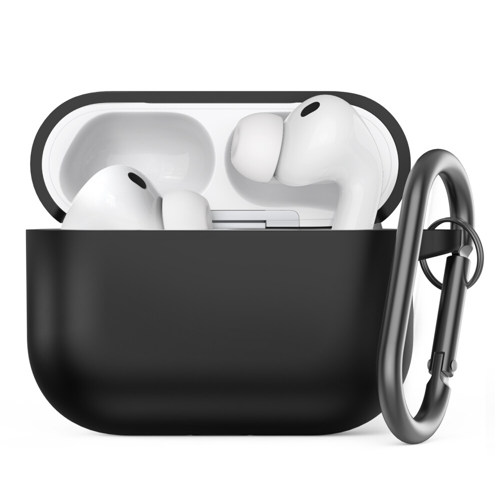(Black) Ahastyle Wg184 For Airpods Pro 3 Case Split Design Thickened Silicone Earphone Cover With Carabiner Black 6914297088235