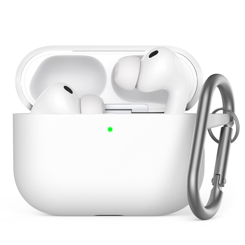 (White) Ahastyle Wg184 For Airpods Pro 3 Case Split Design Thickened Silicone Earphone Cover With Carabiner White 6914296149296