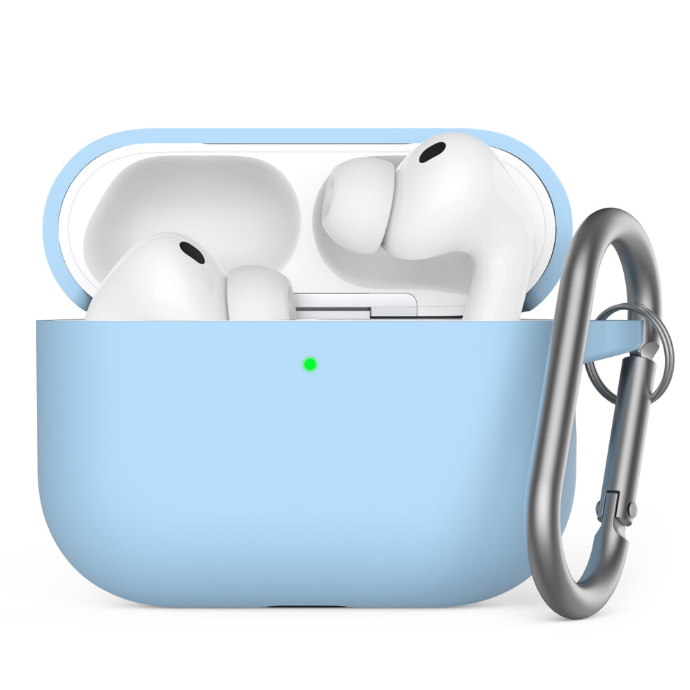 (Baby ) Ahastyle Wg184 For Airpods Pro 3 Case Split Design Thickened Silicone Earphone Cover With Carabiner Blue 6914296824667