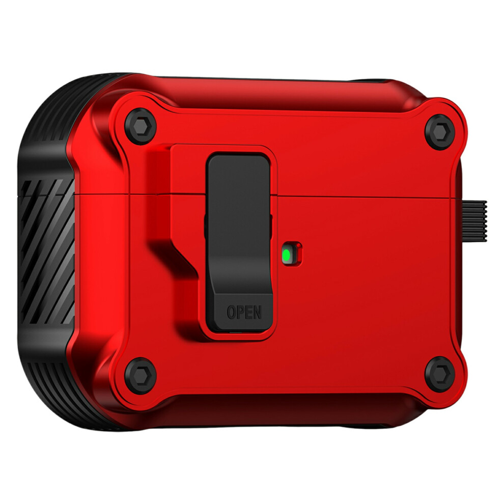 (Red) For Airpods Pro 3 Case Tpu + Pc Earbuds Protective Cover With Carabiner Red 6914294394520