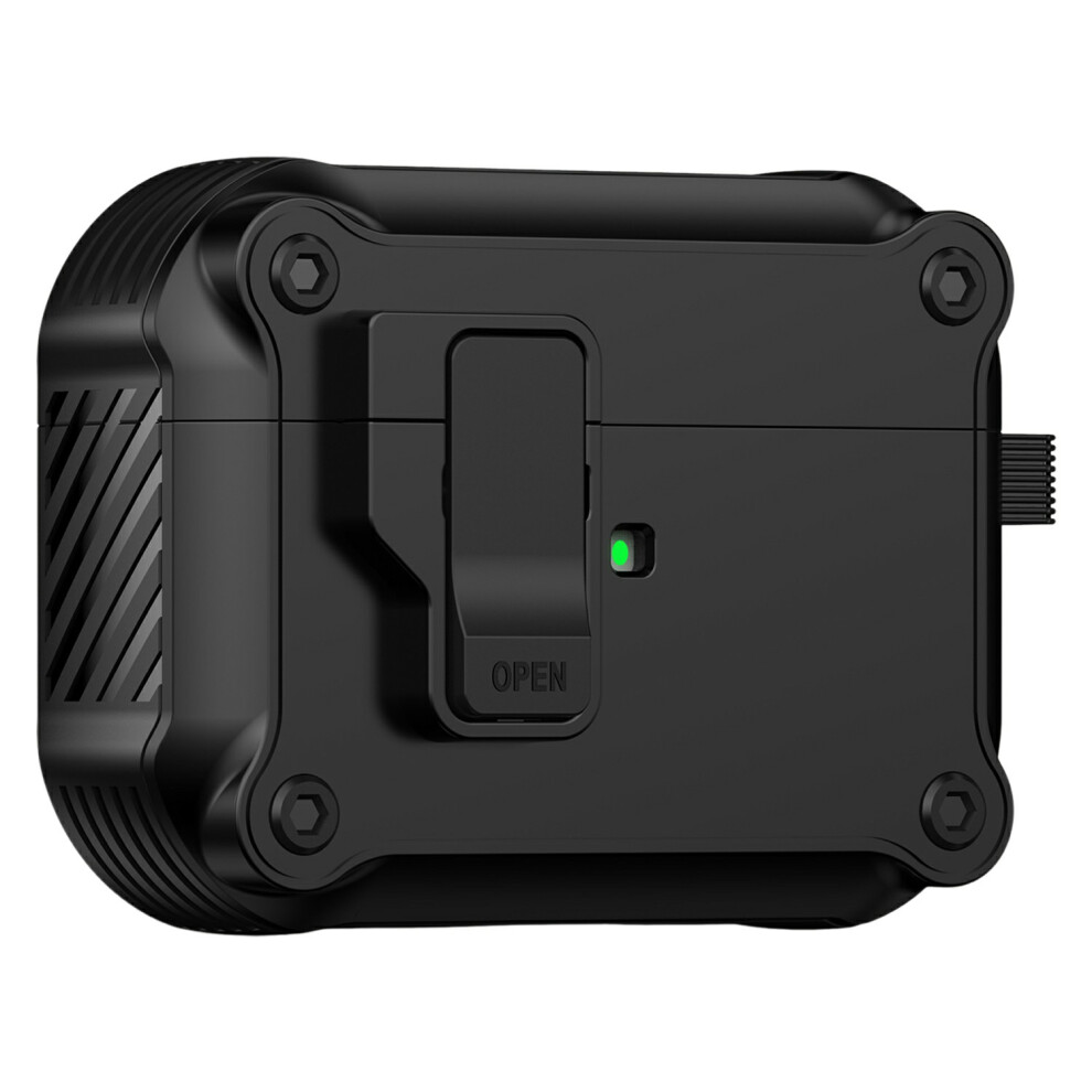 (Black) For Airpods Pro 3 Case Tpu + Pc Earbuds Protective Cover With Carabiner Black 6914290392285