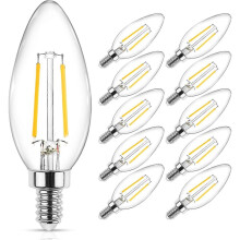 4W E12 Candelabra Bulbs (40W Equivalent, 2700K Warm White, Non-Dimmable, Clear Filament), Pack of 10