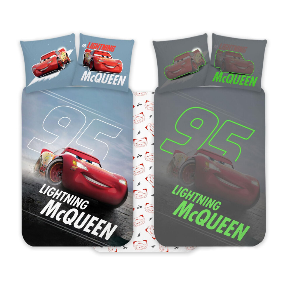 Brandmac Cars Lightning Mcqueen Baby Duvet Cover 100X135 + Pillowcase 40X60 Glow