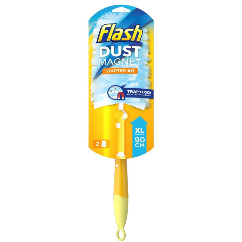 Flash Dust Magnet Xl (Handle Extendable To 90Cm), Duster Starter Kit ( Includes: 1 X Handle And 2 X Refills ), 1Pk 91032911