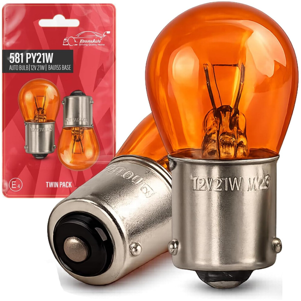 Xtremeauto 2X 581 Py21w Bau15s Indicator Bulbs Â 12V 21W Offset Pin Turn Signal Car Bulbs, E-Marked Twin Pack Amber/Orange 5009532153975