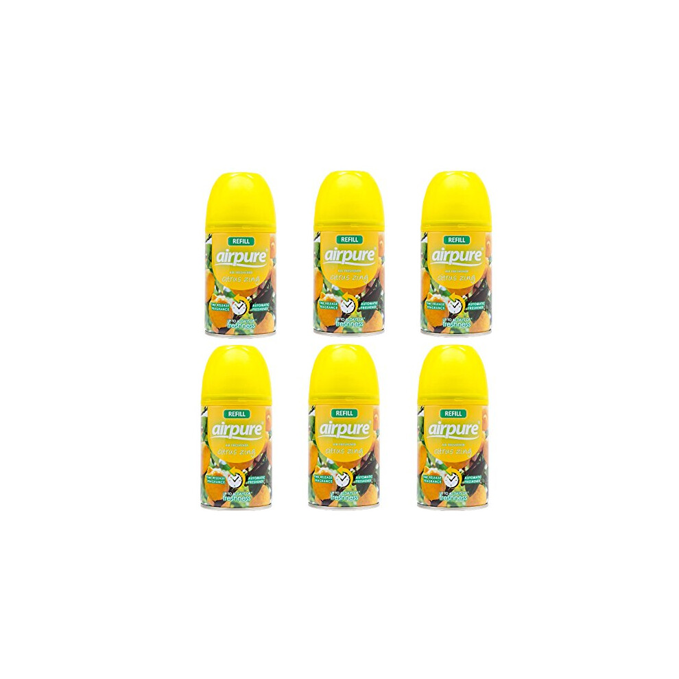 Airpure Freshmatic Automatic Spray Refills 250Ml (Citrus Zing, 6-Pack)