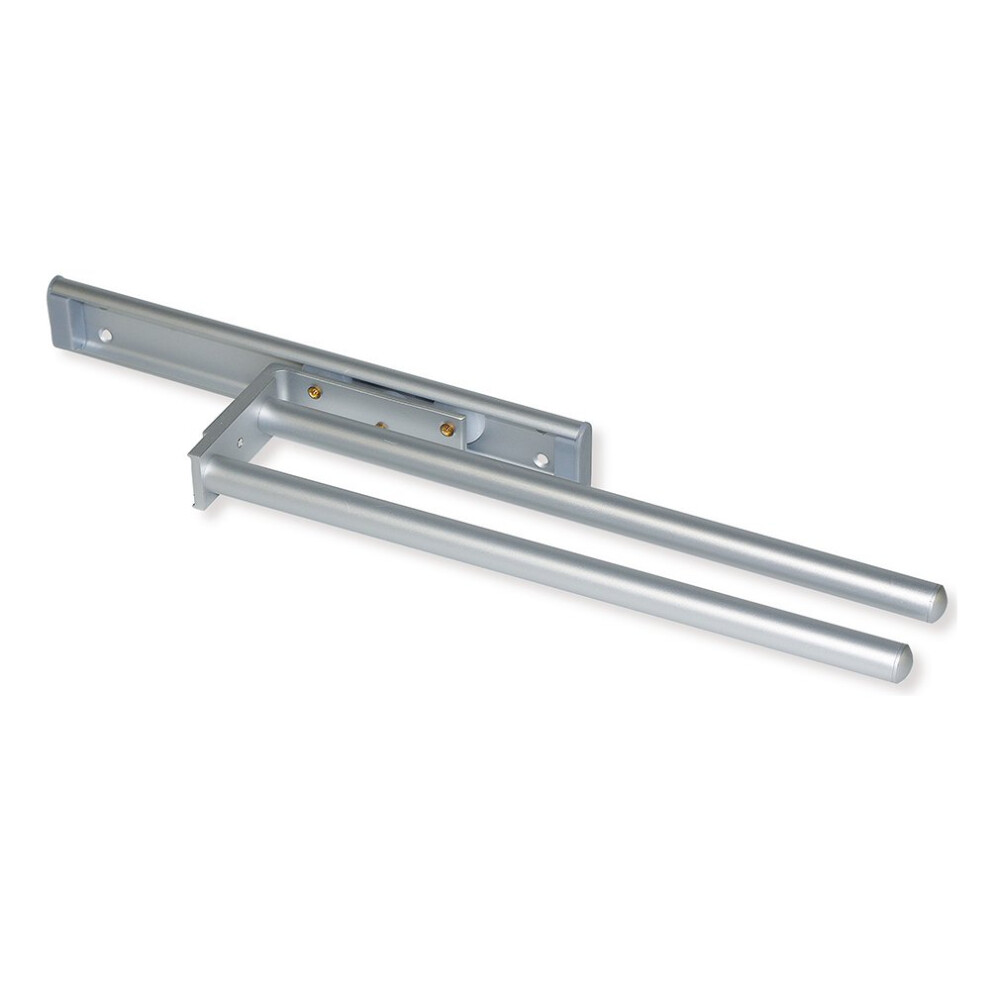 Emuca - Pull-Out Towel Rail With 2 Arms, Kitchen Or Bathroom Towel Rack From Matt Anodised Aluminium, 310Mm (12,2 Inch) Long 8432393002163